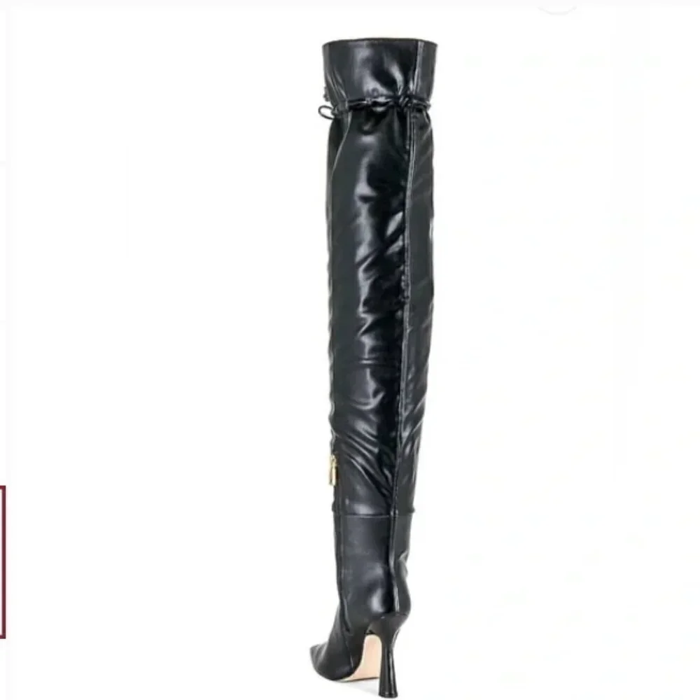 Good American Carla Over the Knee Boot NIB NEW Black